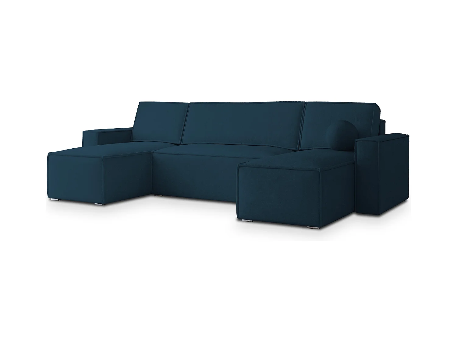 Canapé d'angle PESANO Bleu en velours avec fonction de couchage