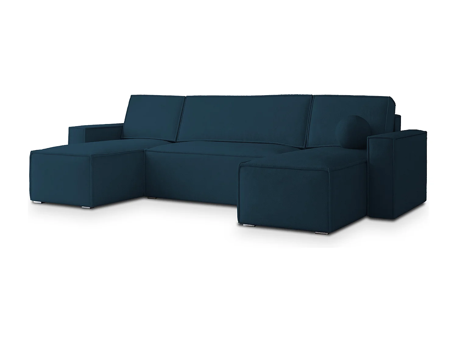 Canapé d'angle PESANO Bleu en velours avec fonction de couchage