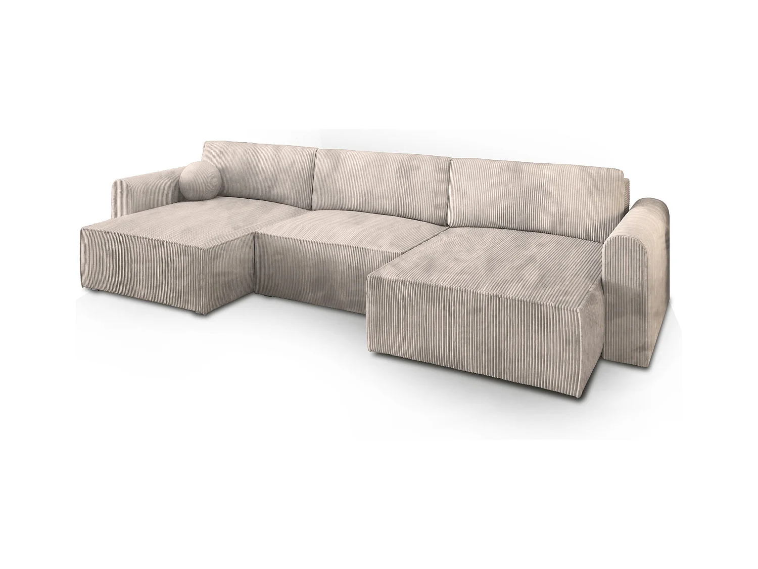Canapé d'angle FENTO Crème en velours côtelé avec fonction de couchage