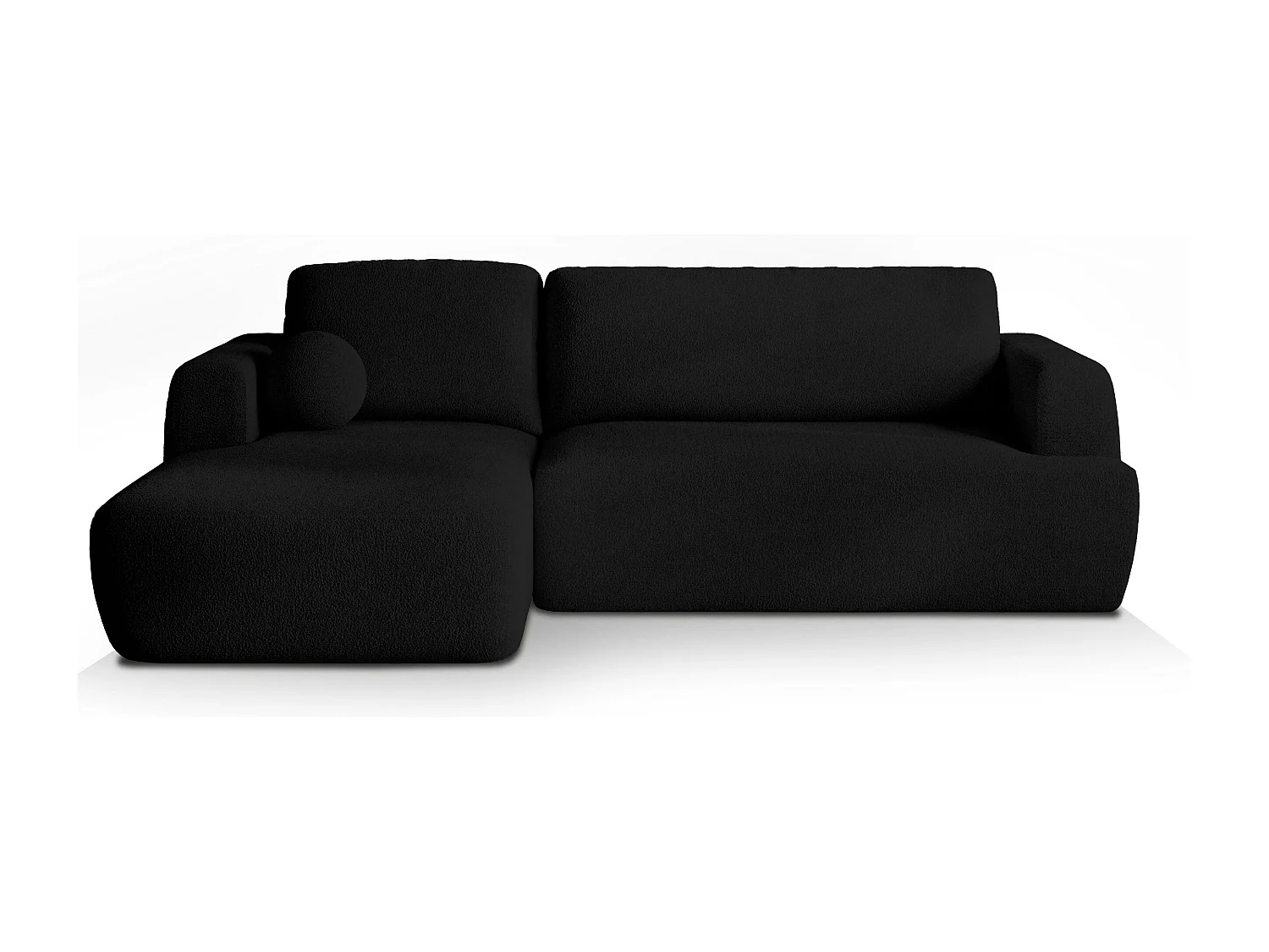 Canapé d'angle SENTI Noir en bouclé avec fonction de couchage