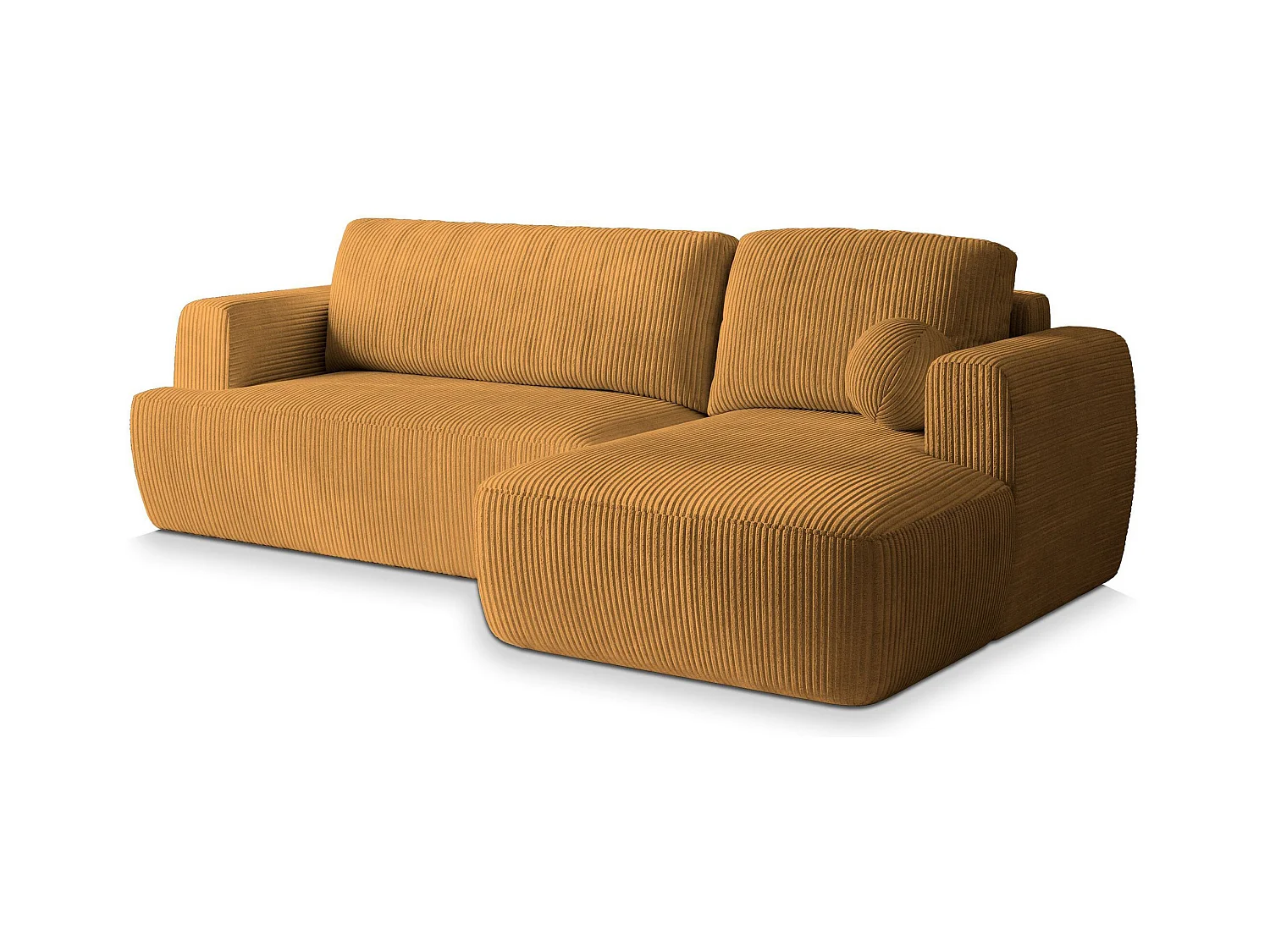 Canapé d'angle SENTI Jaune en velours côtelé avec fonction de couchage