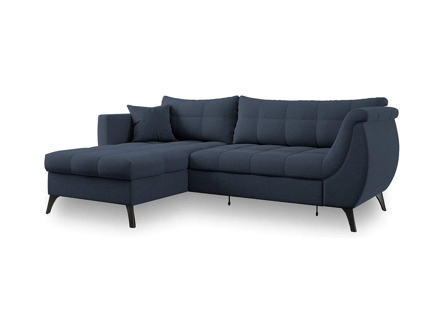 Canapé d'angle MOLLIS Bleu en tissu texturé avec fonction de couchage