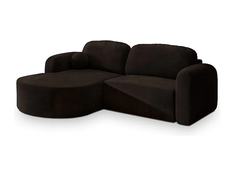 Canapé d'angle AMILIA Marron en velours avec fonction de couchage