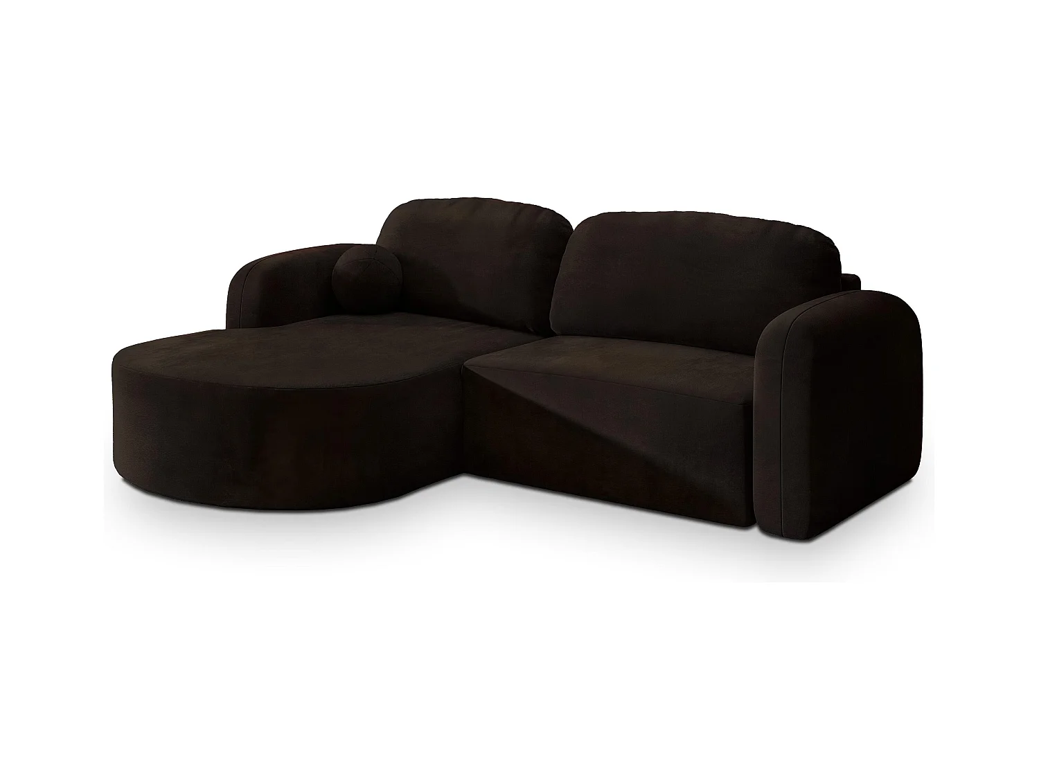 Canapé d'angle AMILIA Marron en velours avec fonction de couchage