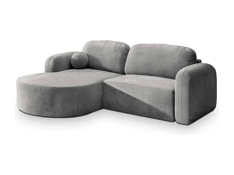 Canapé d'angle AMILIA Gris clair en velours avec fonction de couchage