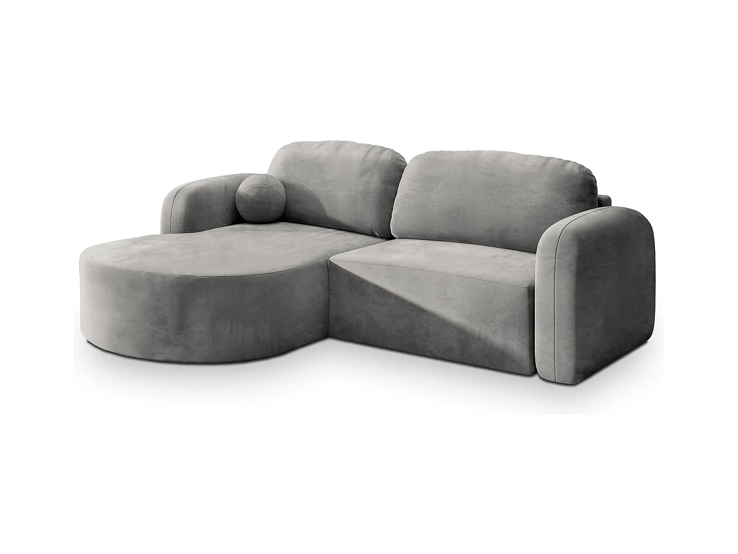 Canapé d'angle AMILIA Gris clair en velours avec fonction de couchage