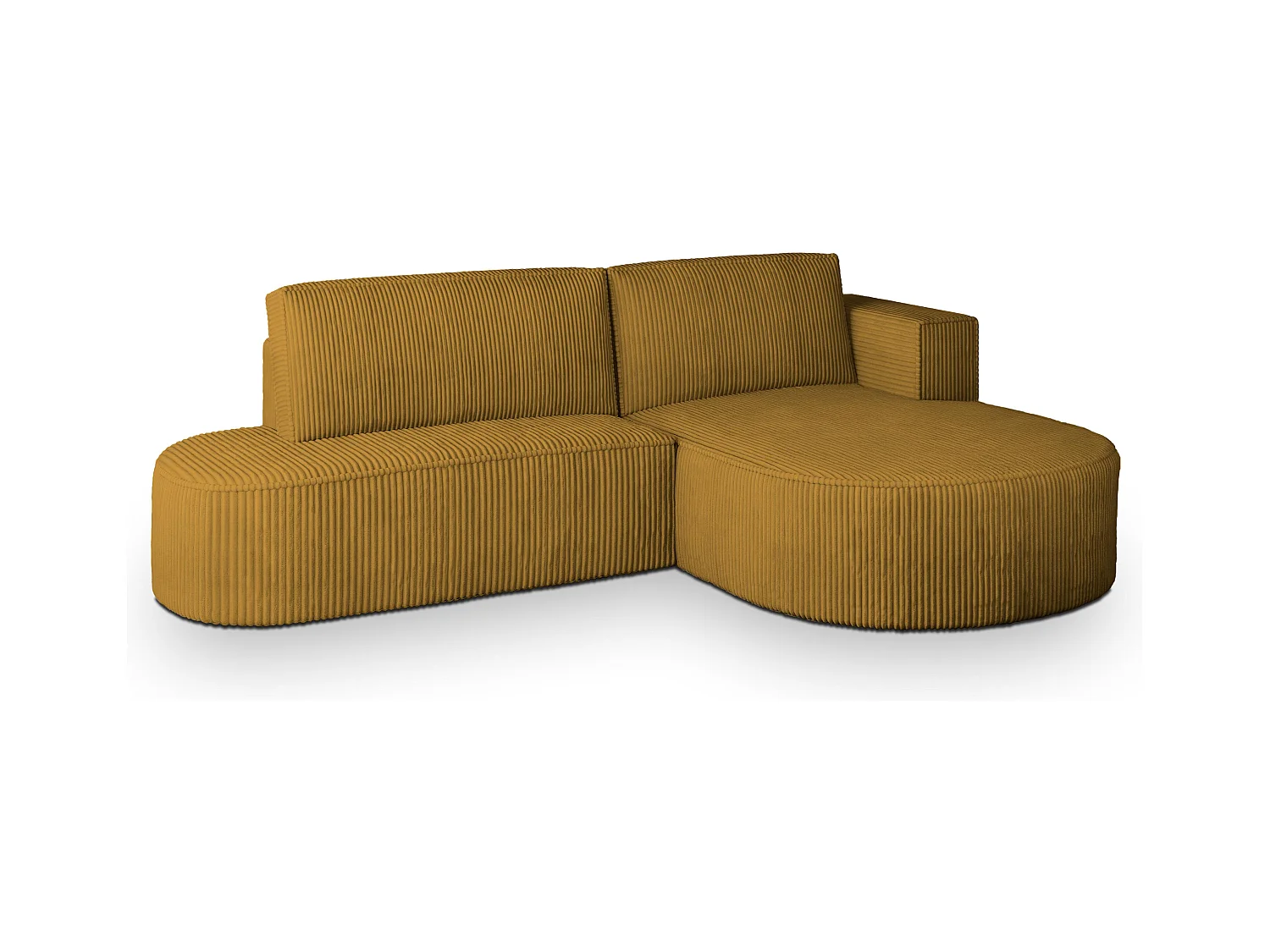 Canapé d'angle CORTIO Jaune en velours côtelé avec fonction de couchage