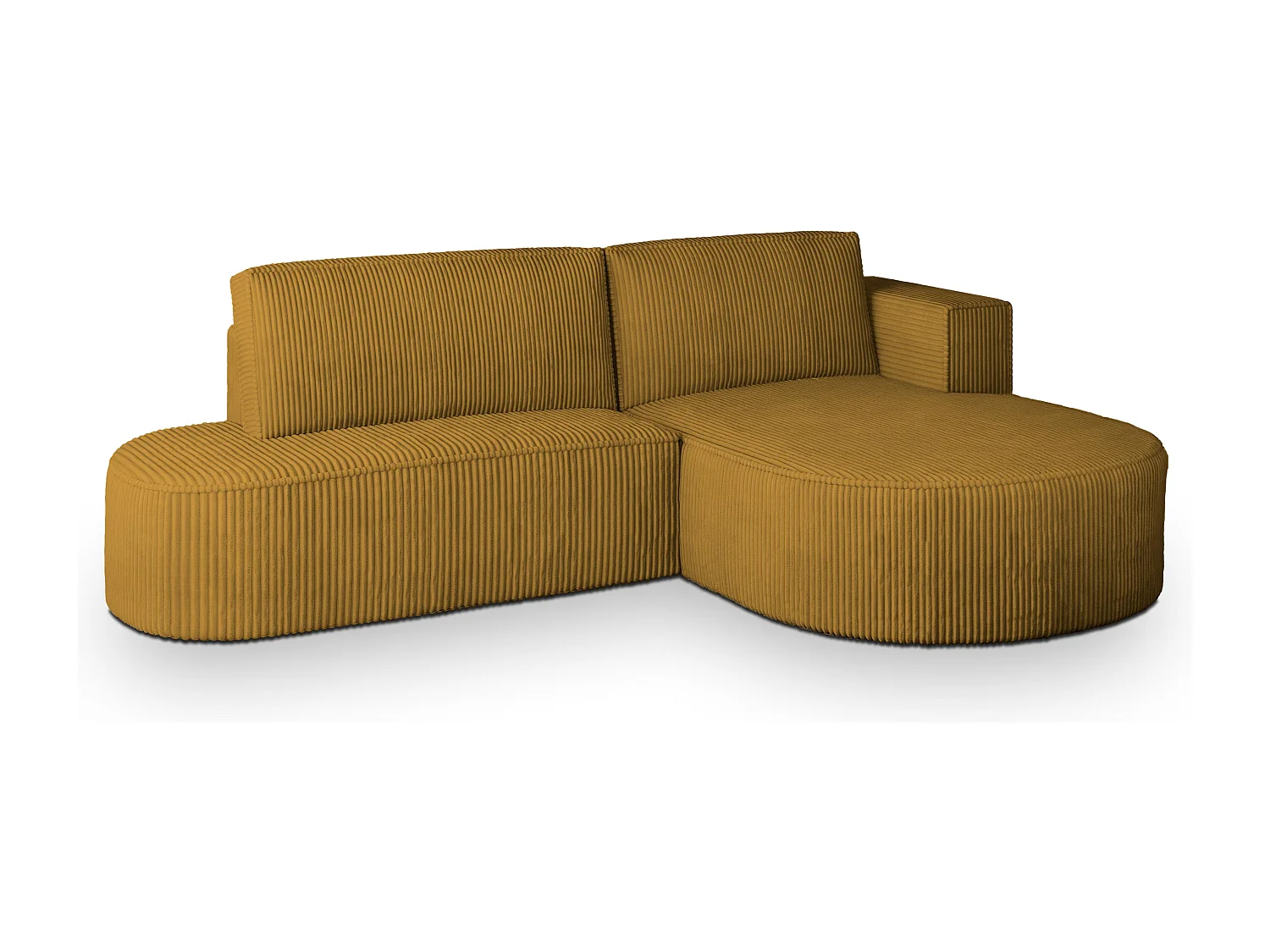 Canapé d'angle CORTIO Jaune en velours côtelé avec fonction de couchage