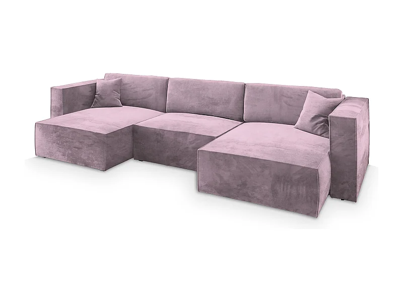 Canapé d'angle SARMO Parme en velours avec fonction de couchage