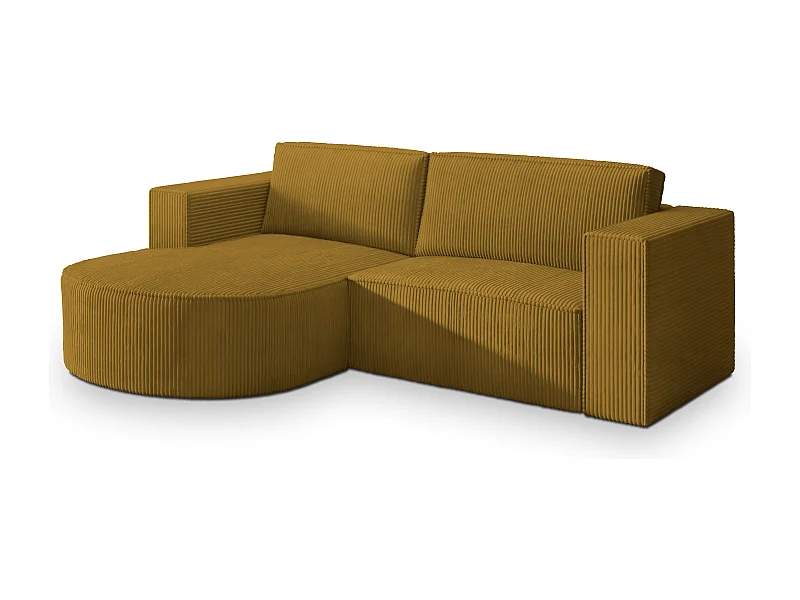 Canapé d'angle SORELA Jaune en velours côtelé avec fonction de couchage