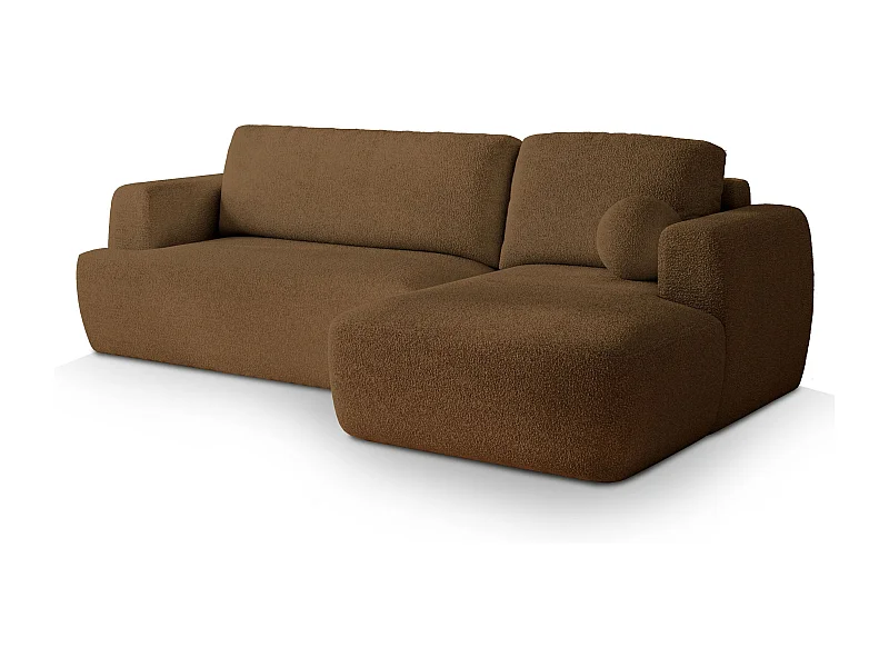 Canapé d'angle SENTI Marron en bouclé avec fonction de couchage