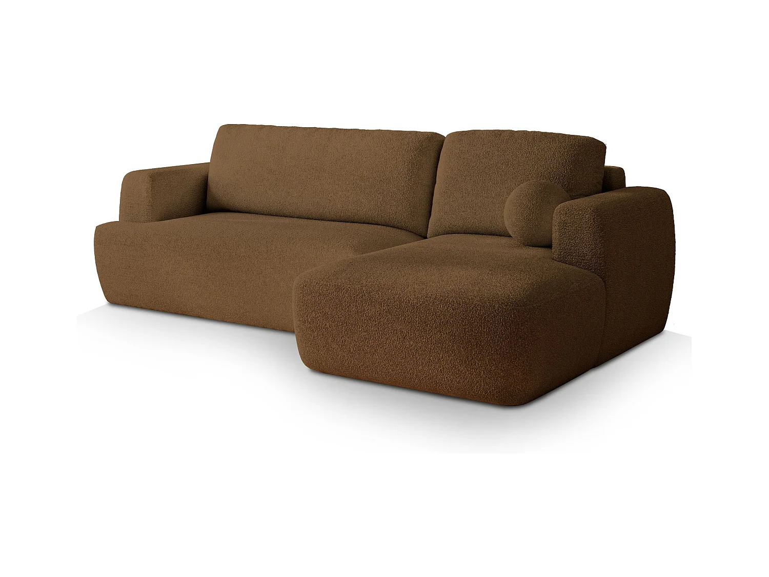 Canapé d'angle SENTI Marron en bouclé avec fonction de couchage