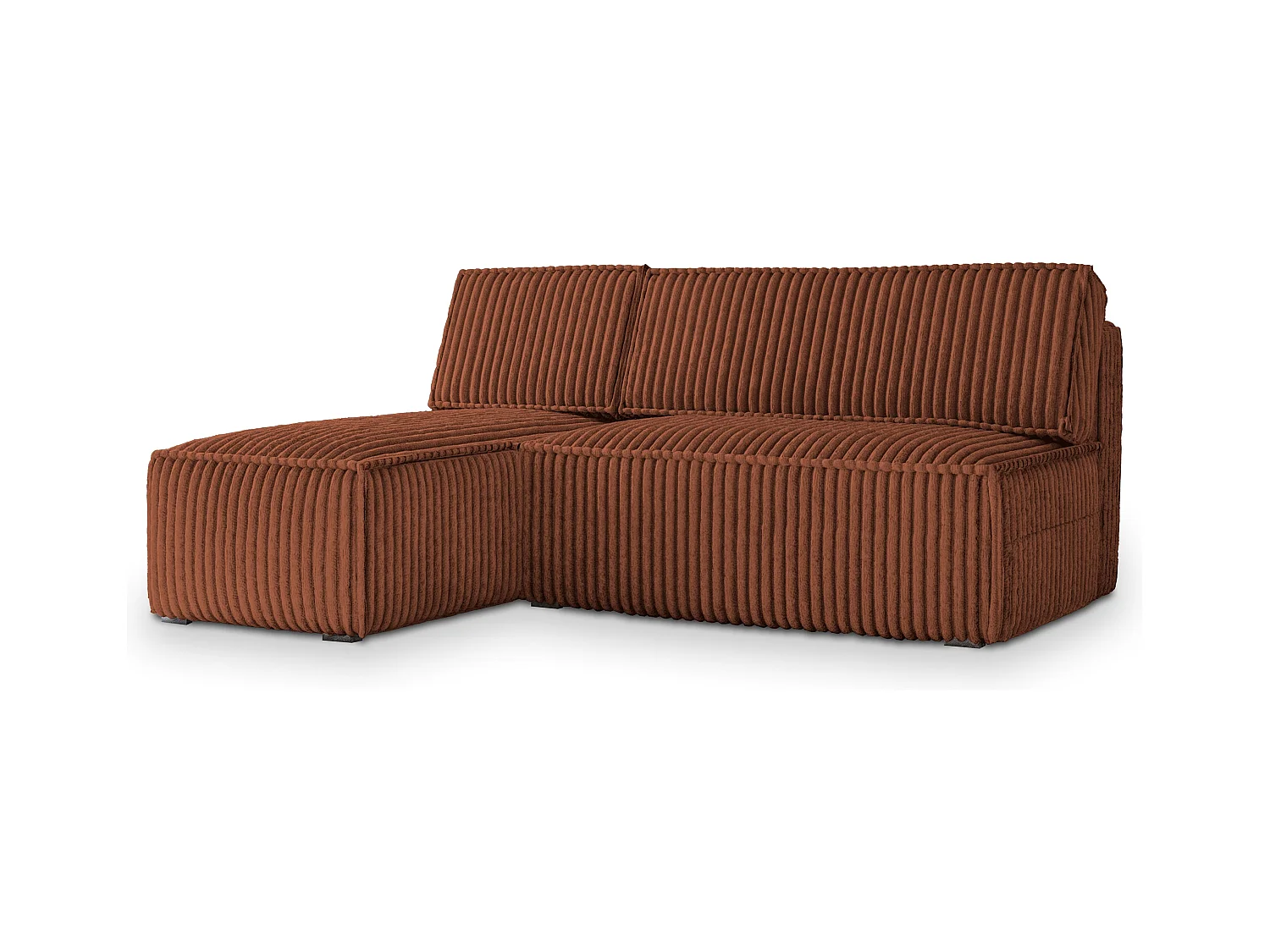 Canapé d'angle BRISO Marron en velours côtelé avec fonction de couchage