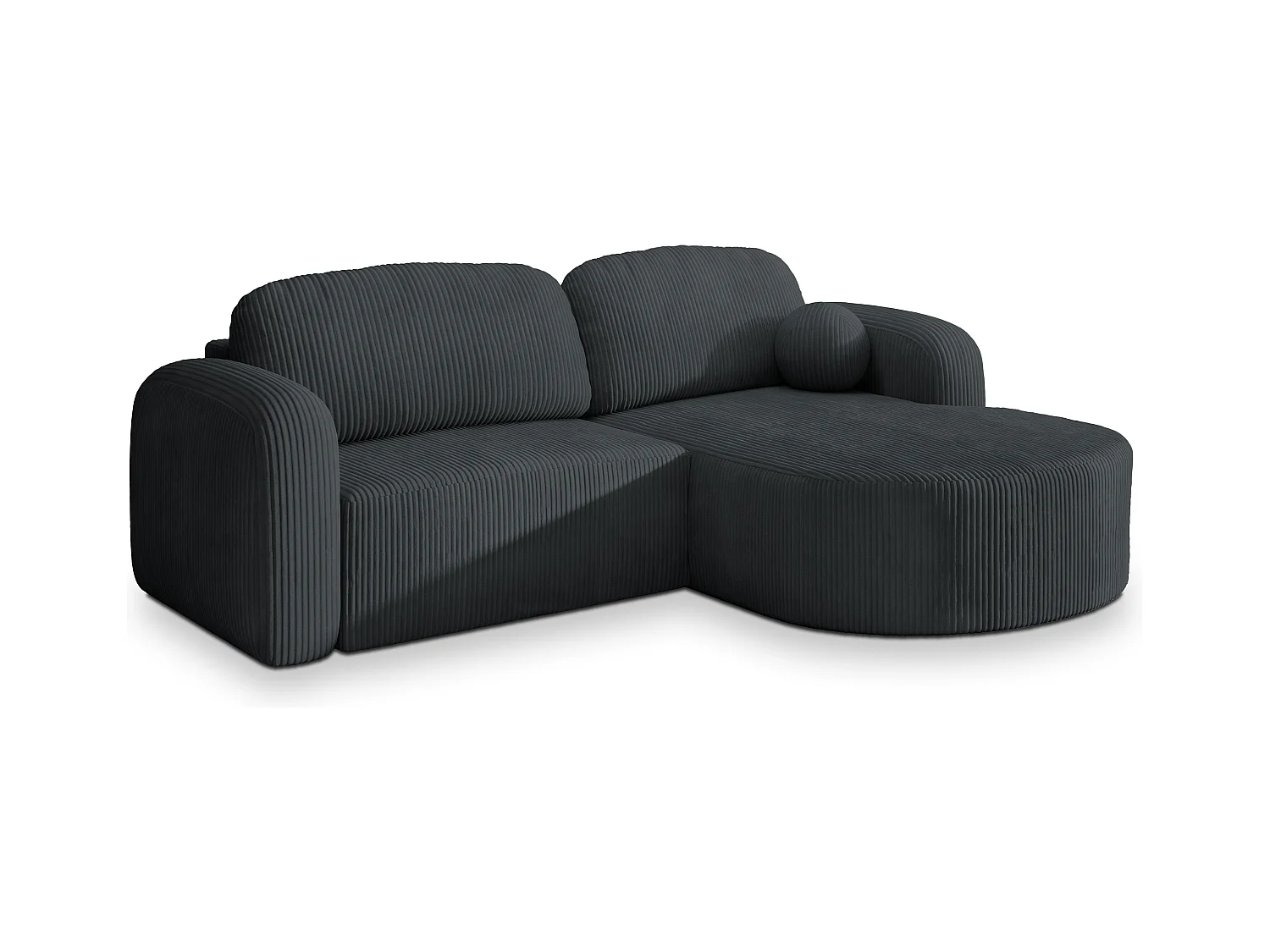 Canapé d'angle AMILIA Gris anthracite en velours côtelé avec fonction de couchage