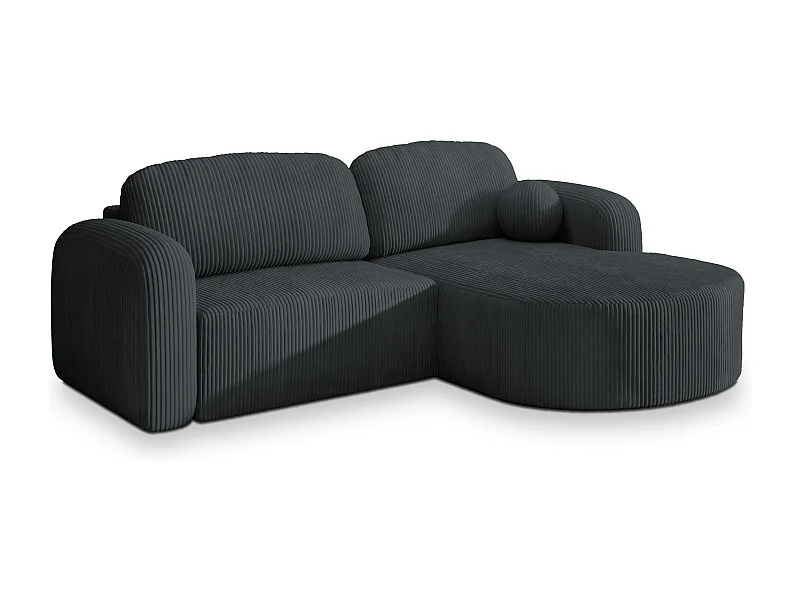 Canapé d'angle AMILIA Gris anthracite en velours côtelé avec fonction de couchage