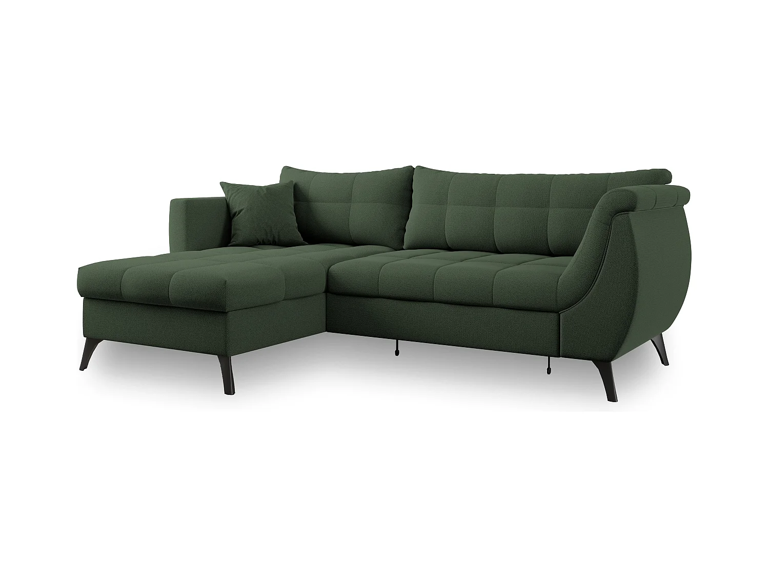 Canapé d'angle MOLLIS Vert en tissu texturé avec fonction de couchage