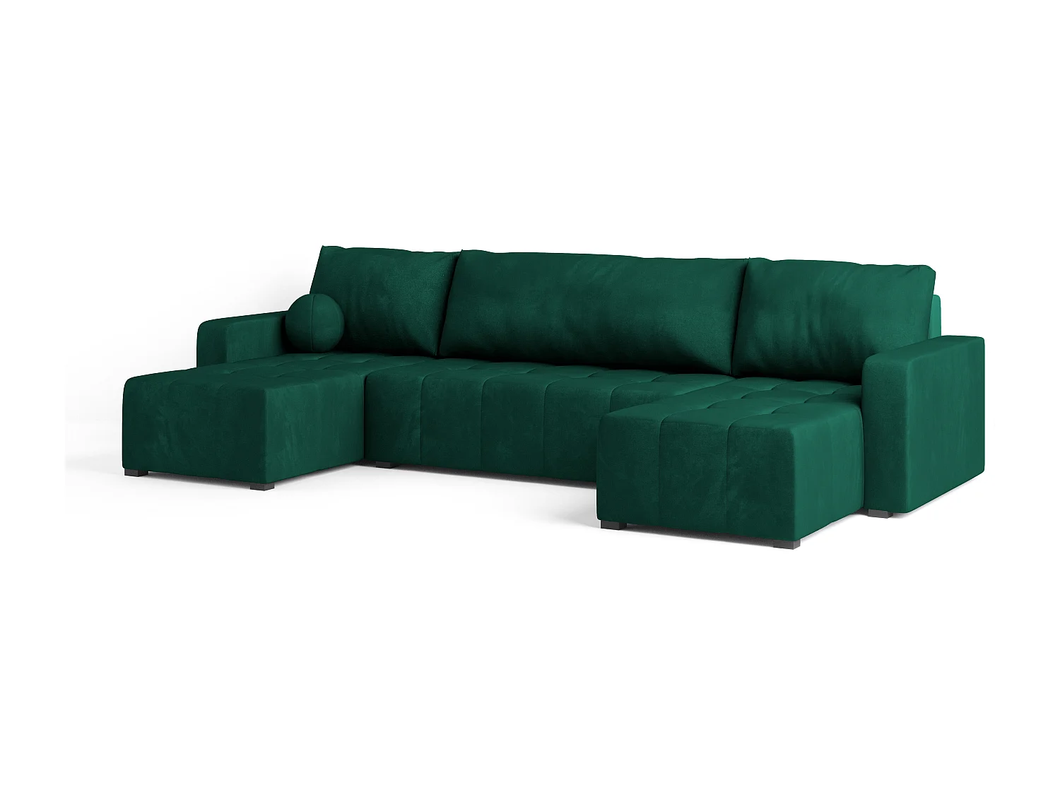Canapé d'angle TOLARI Vert Sapin en peluche avec fonction de couchage