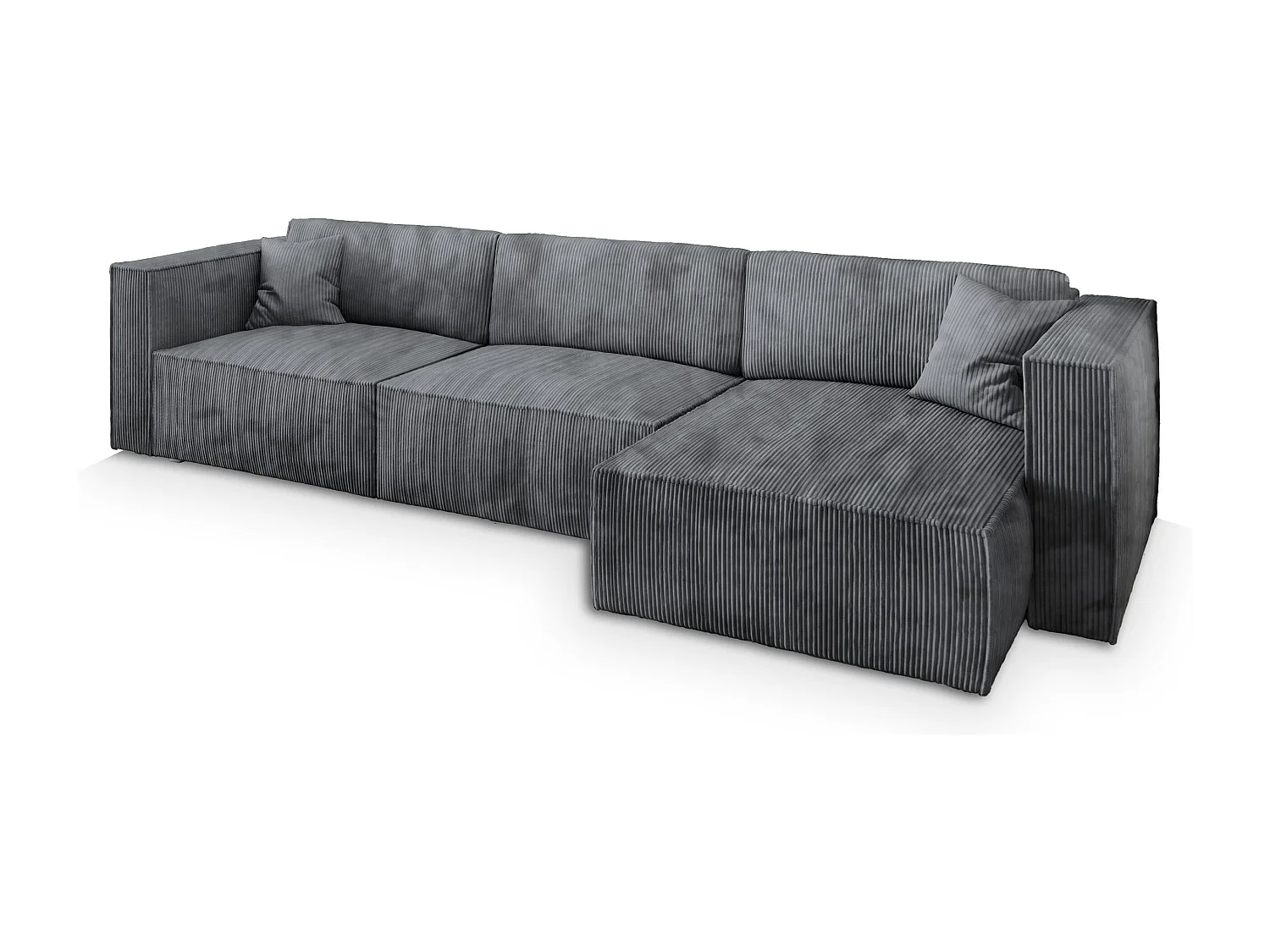 Canapé d'angle TOLMO Gris en velours côtelé avec fonction de couchage