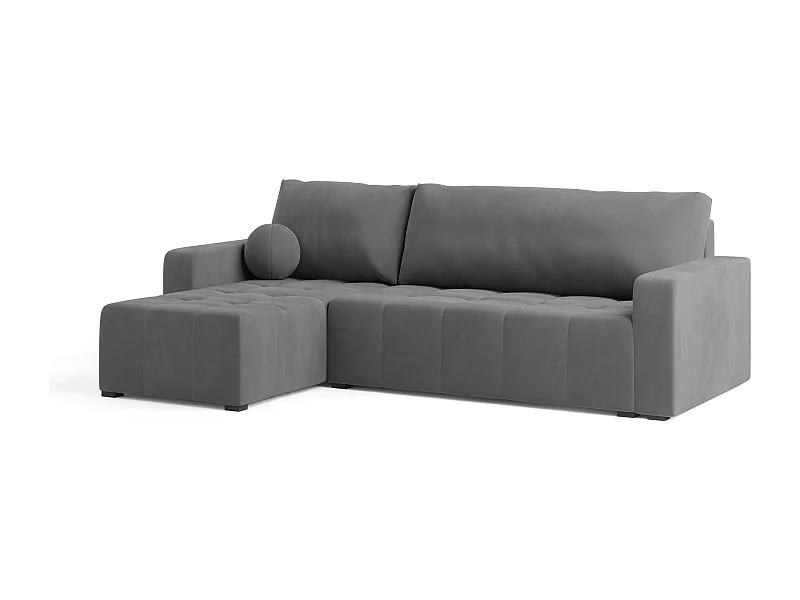 Canapé d'angle VOLIRA Gris en peluche avec fonction de couchage