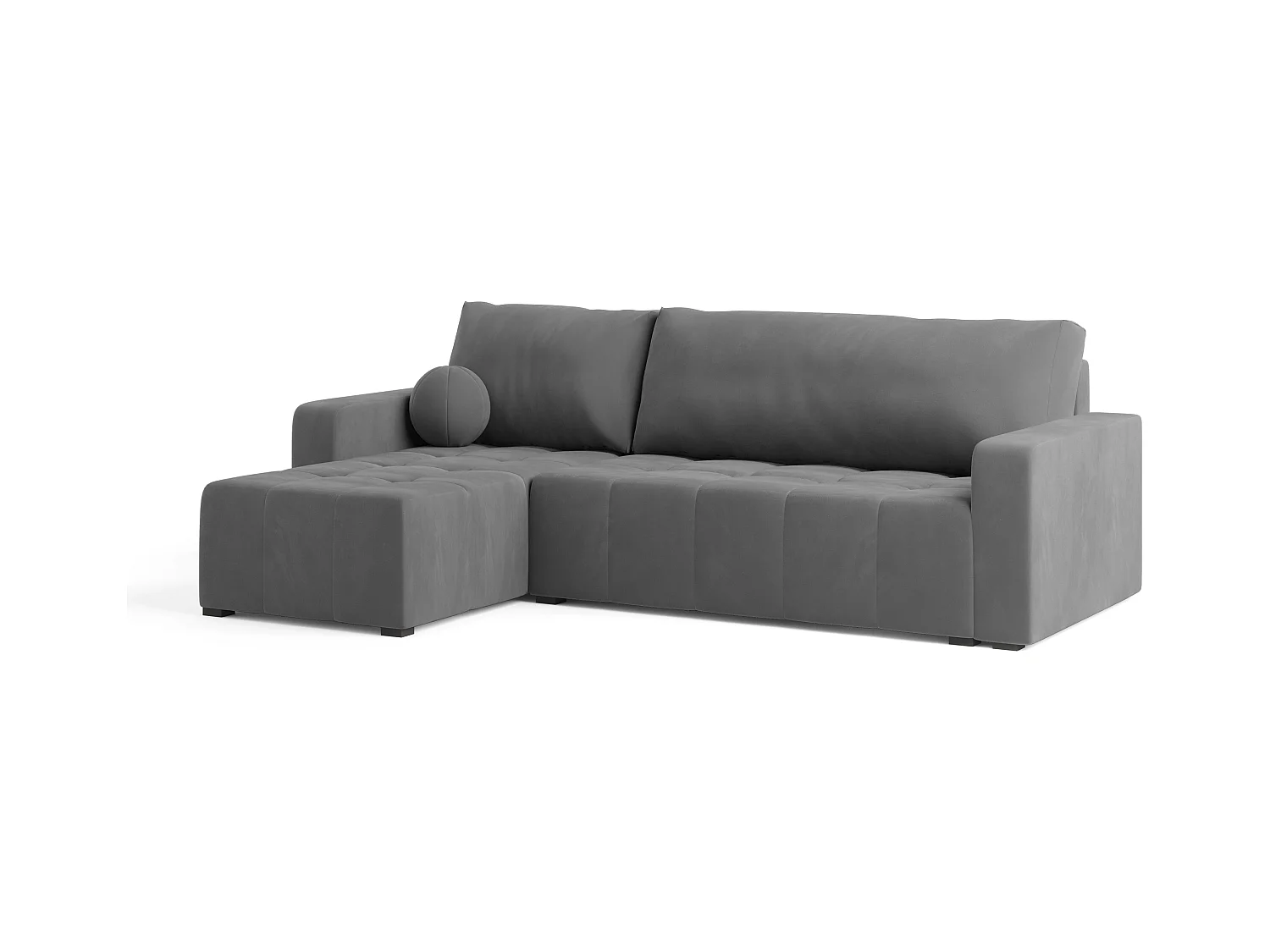 Canapé d'angle VOLIRA Gris en peluche avec fonction de couchage