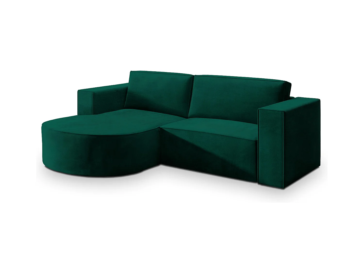Canapé d'angle SORELA Vert Sapin en velours avec fonction de couchage