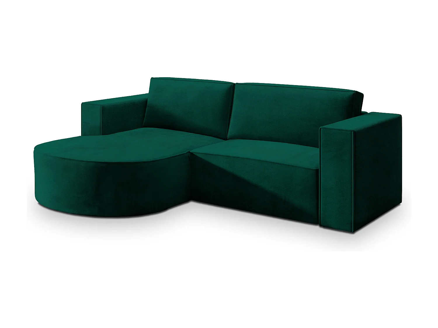 Canapé d'angle SORELA Vert Sapin en velours avec fonction de couchage