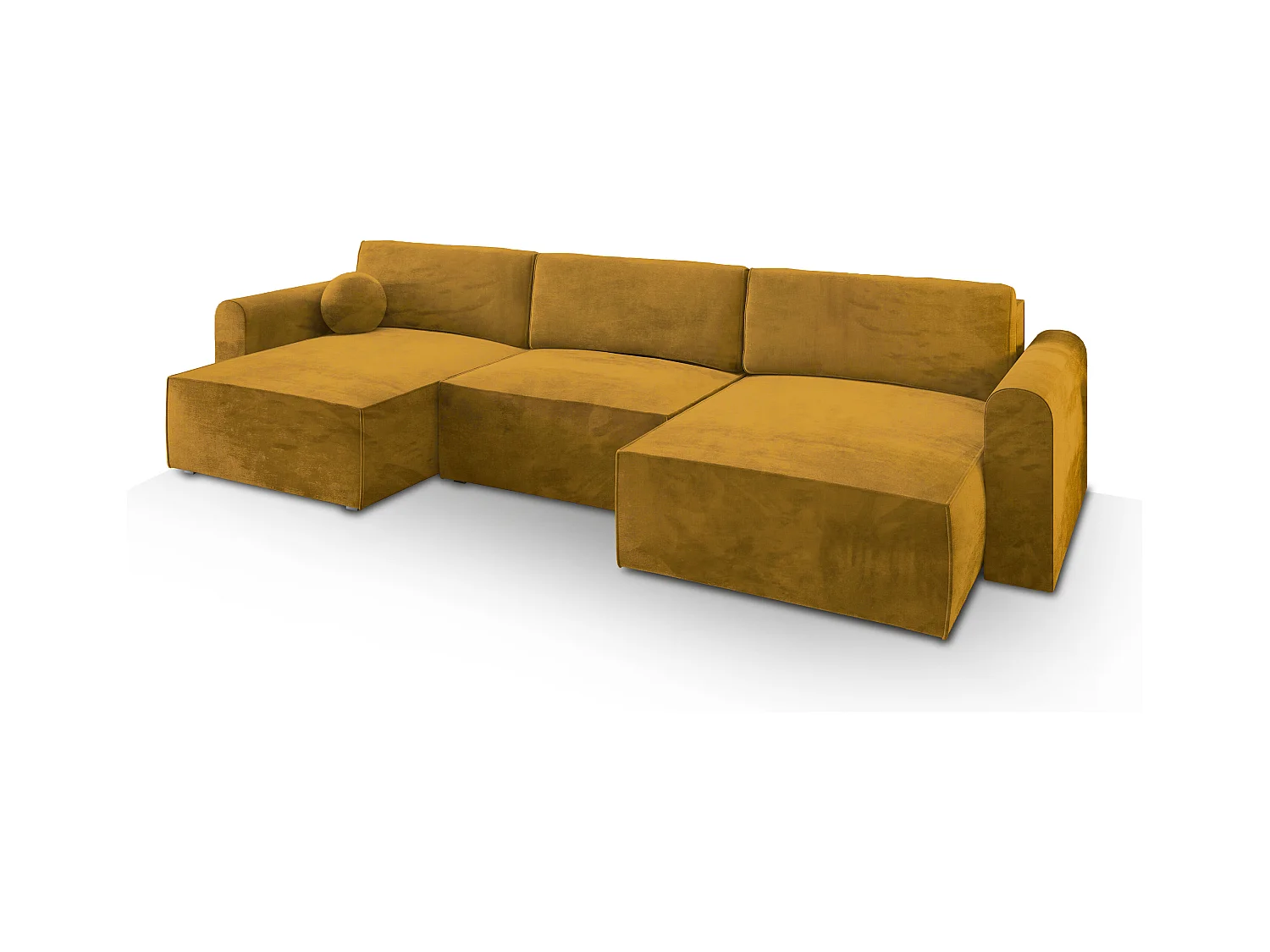 Canapé d'angle FENTO Jaune en velours avec fonction de couchage