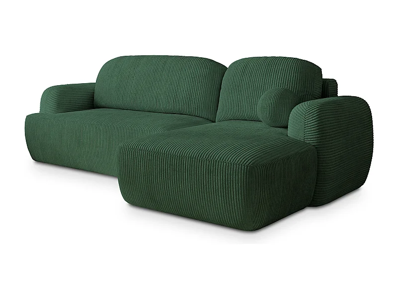 Canapé d'angle MODENZA Vert en velours côtelé avec fonction de couchage