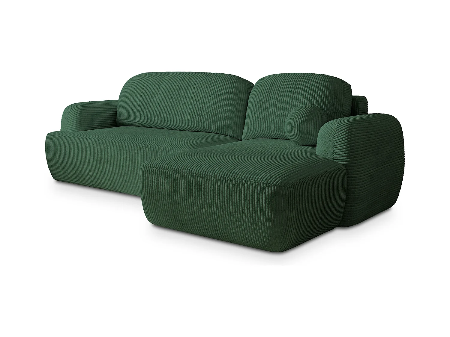 Canapé d'angle MODENZA Vert en velours côtelé avec fonction de couchage