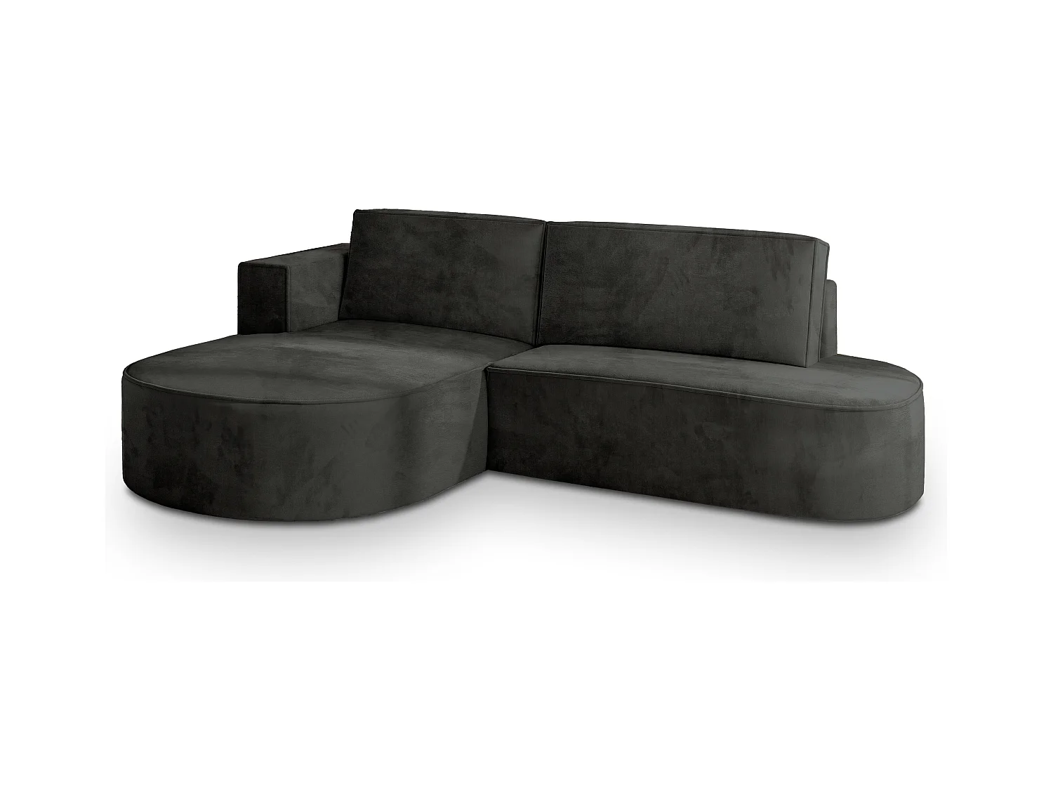 Canapé d'angle CORTIO Noir en velours avec fonction de couchage