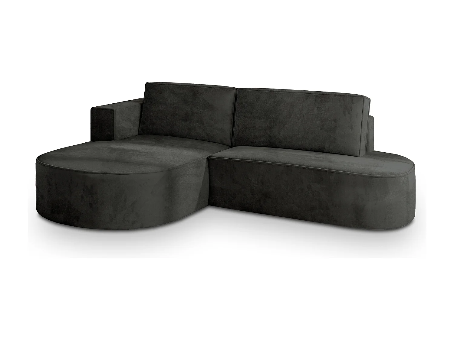 Canapé d'angle CORTIO Noir en velours avec fonction de couchage