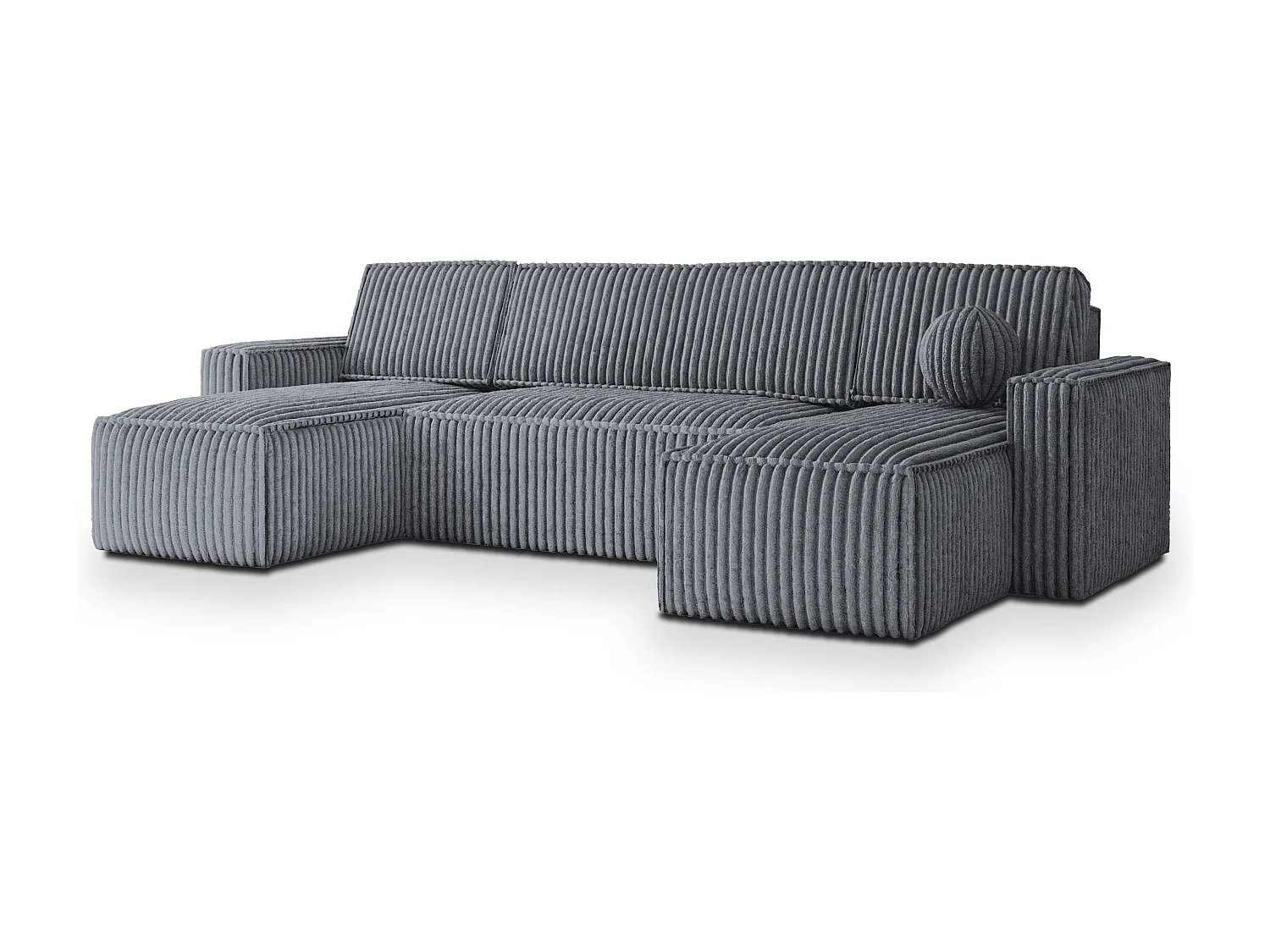 Canapé d'angle PESANO Gris en velours côtelé avec fonction de couchage