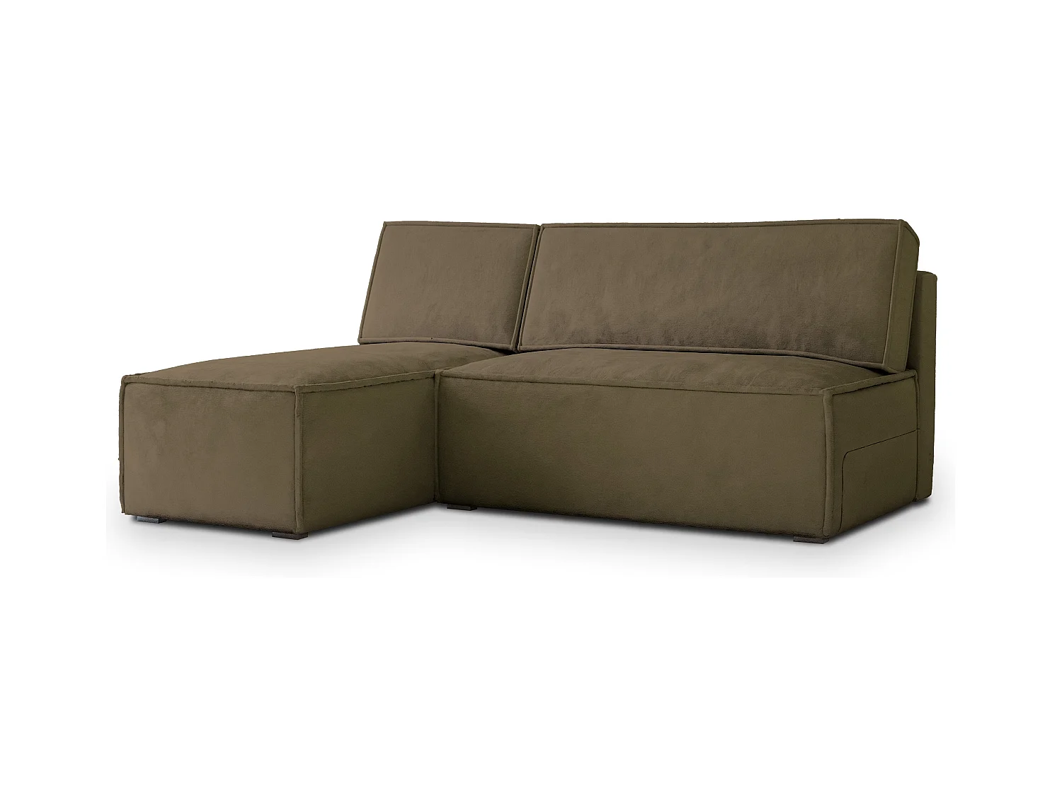 Canapé d'angle BRISO Beige en velours avec fonction de couchage