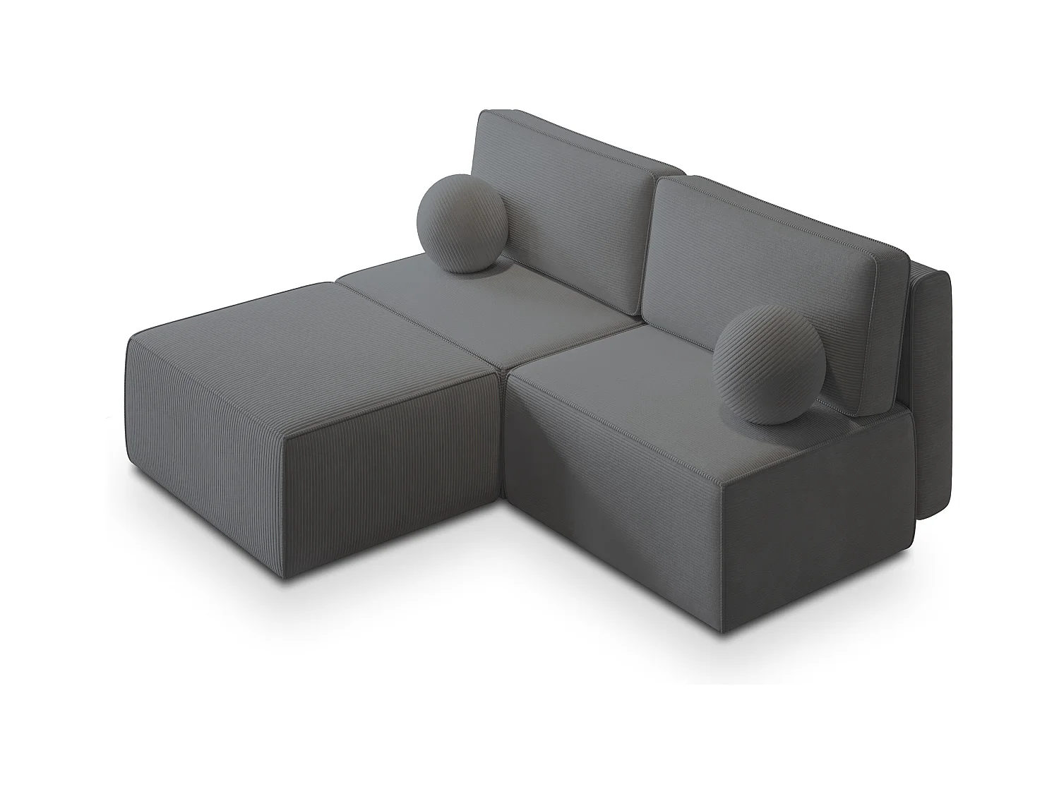 Canapé d'angle VARNA Gris en velours côtelé avec fonction de couchage