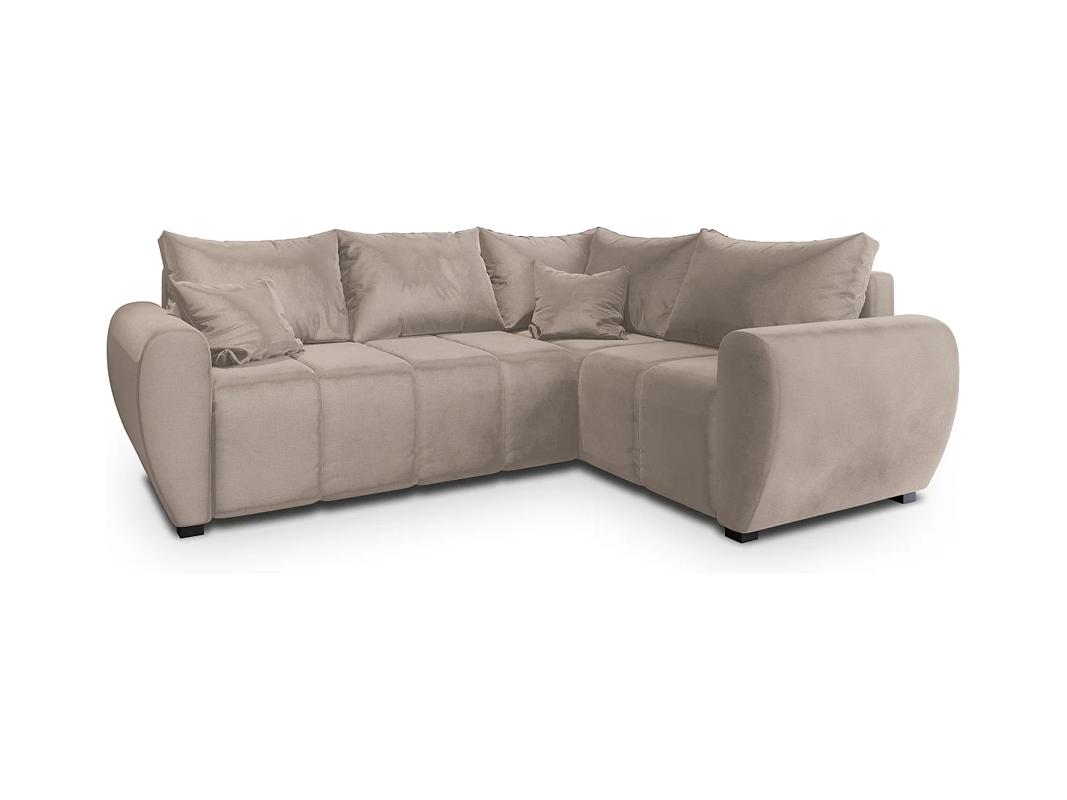 Canapé d'angle MADISON Beige en peluche avec fonction de couchage