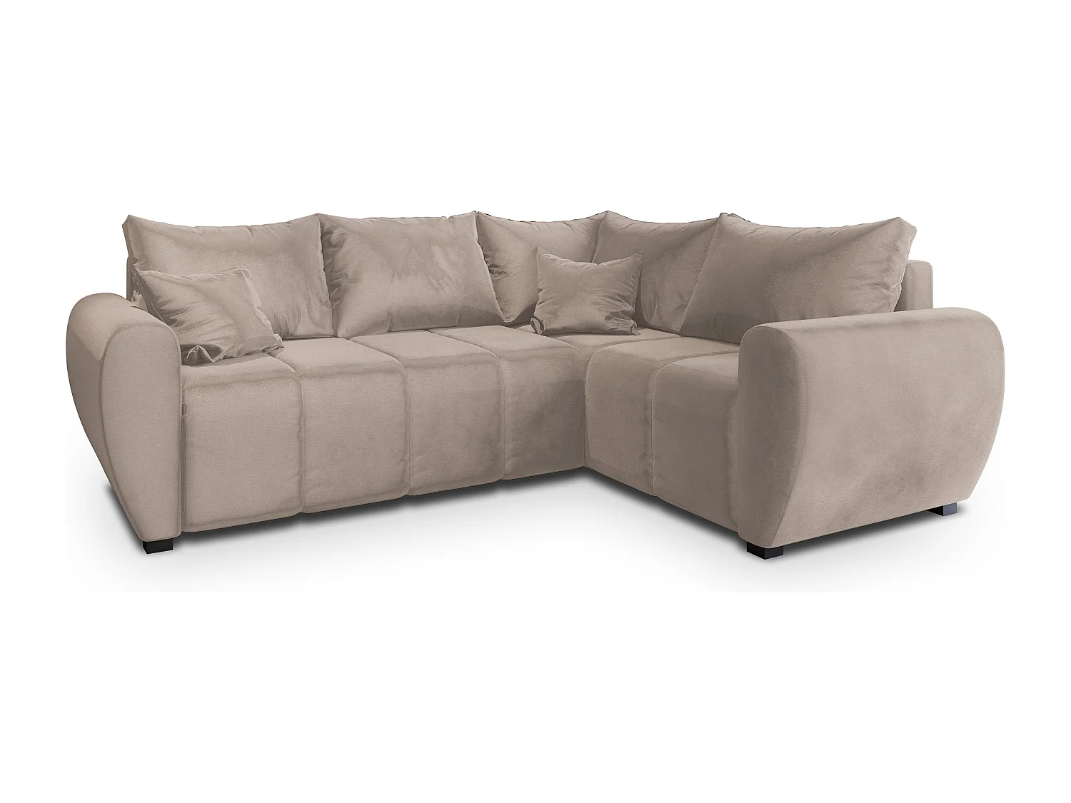 Canapé d'angle MADISON Beige en peluche avec fonction de couchage