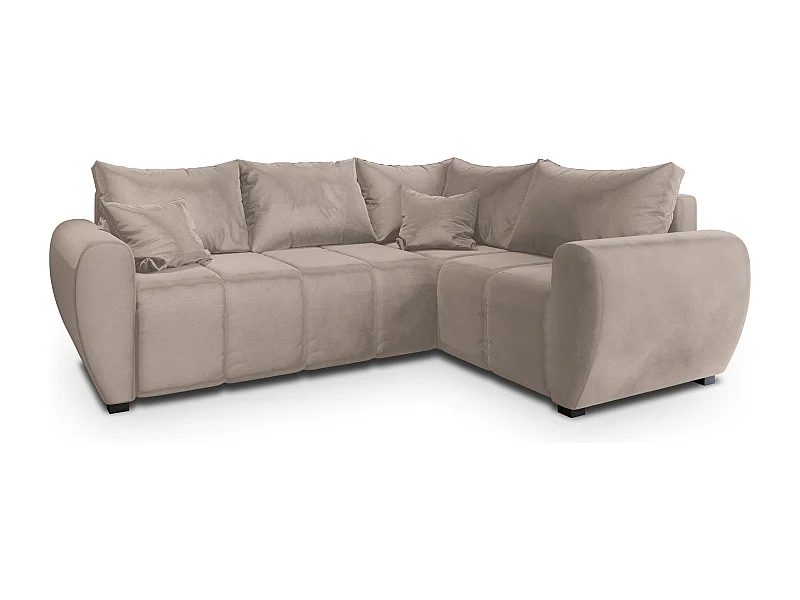 Canapé d'angle MADISON Beige en peluche avec fonction de couchage