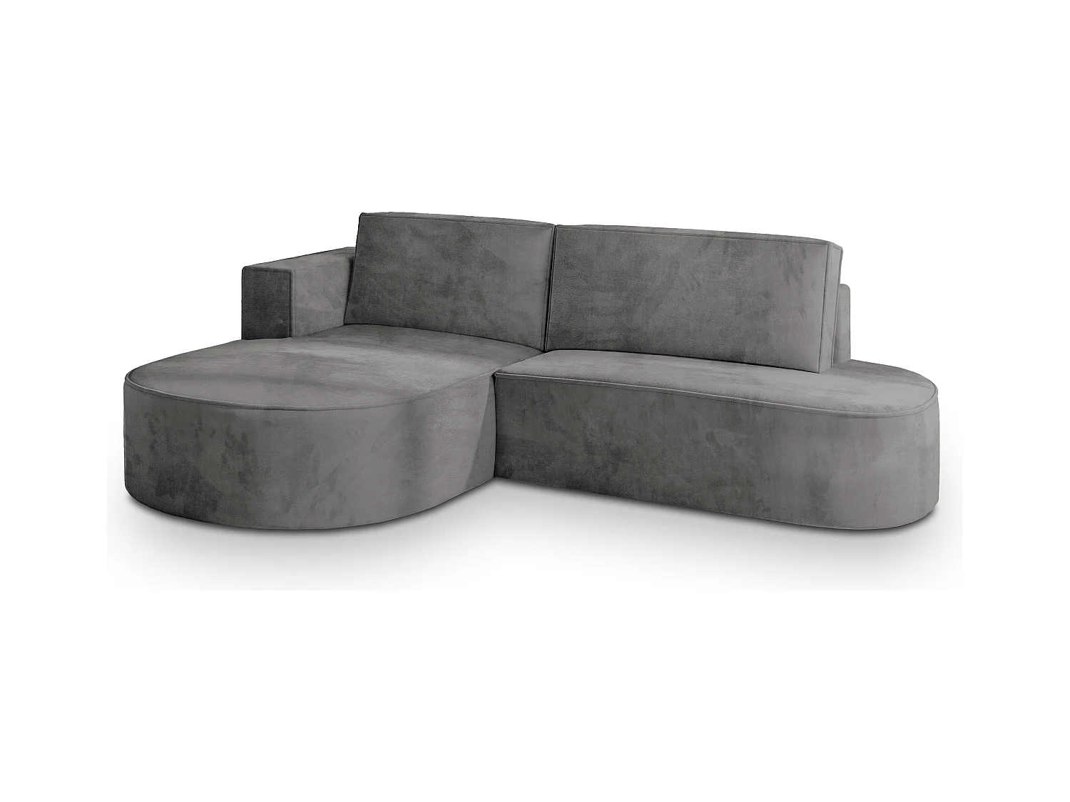 Canapé d'angle CORTIO Gris en velours avec fonction de couchage