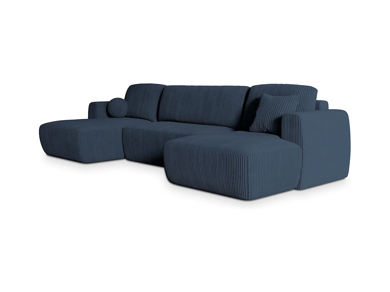 Canapé d'angle SENTUM Bleu en velours côtelé avec fonction de couchage