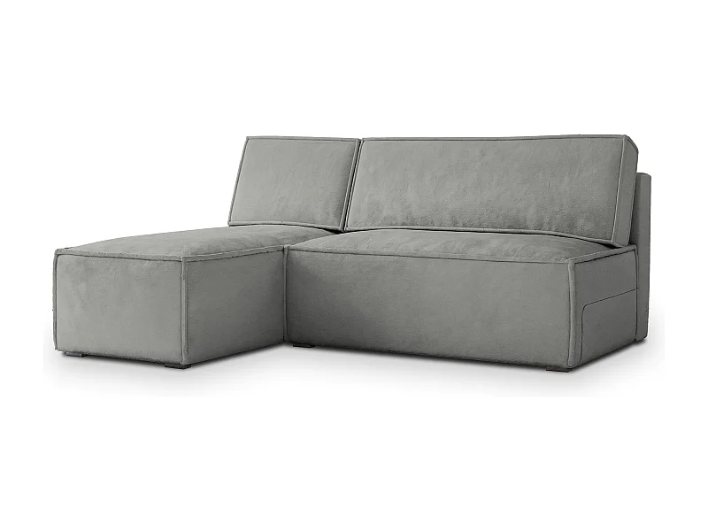 Canapé d'angle BRISO Gris clair en velours avec fonction de couchage