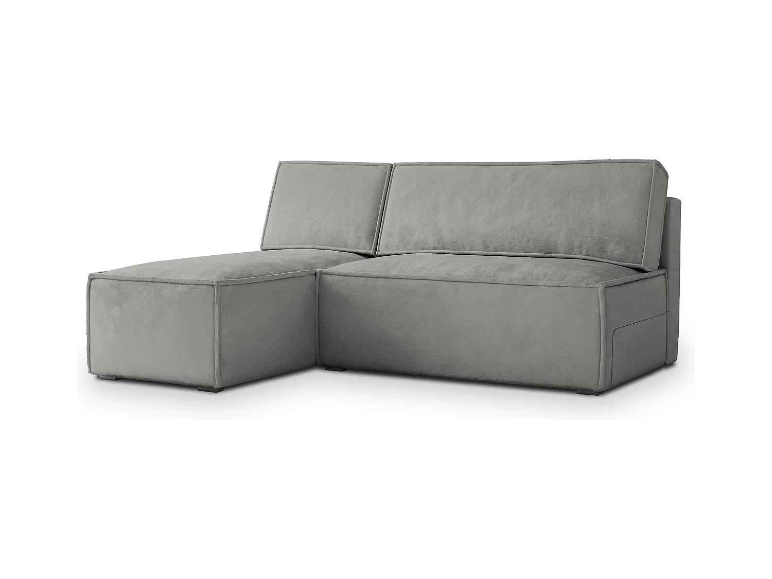 Canapé d'angle BRISO Gris clair en velours avec fonction de couchage