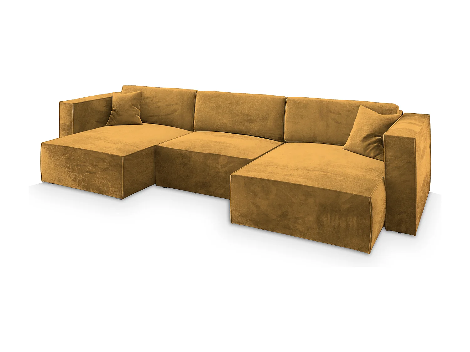 Canapé d'angle SARMO Jaune en velours avec fonction de couchage