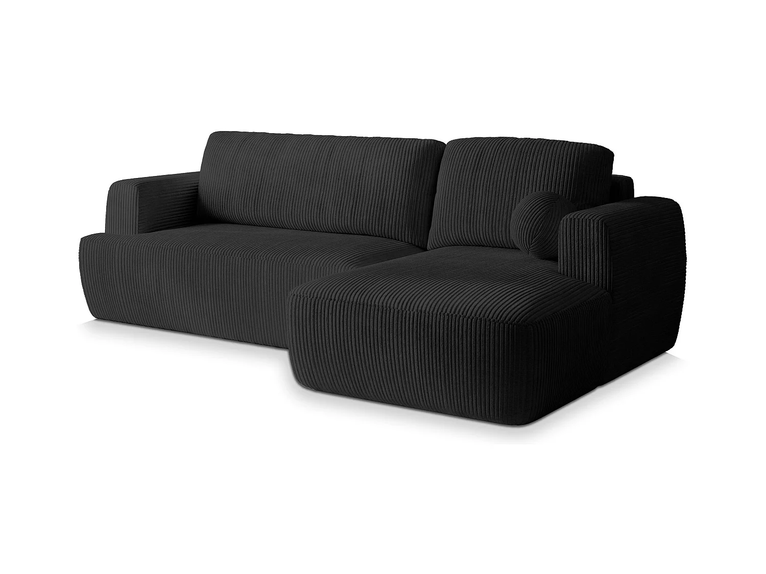 Canapé d'angle SENTI Noir en velours côtelé avec fonction de couchage