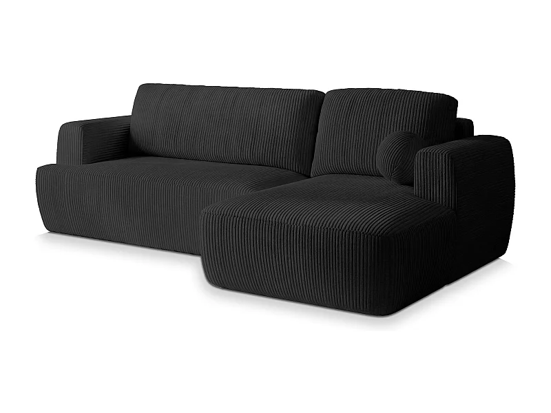 Canapé d'angle SENTI Noir en velours côtelé avec fonction de couchage