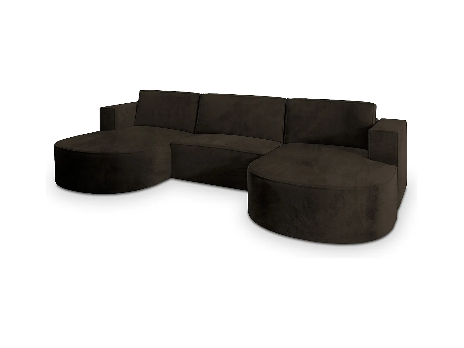 Canapé d'angle VEZZO Marron en velours avec fonction de couchage