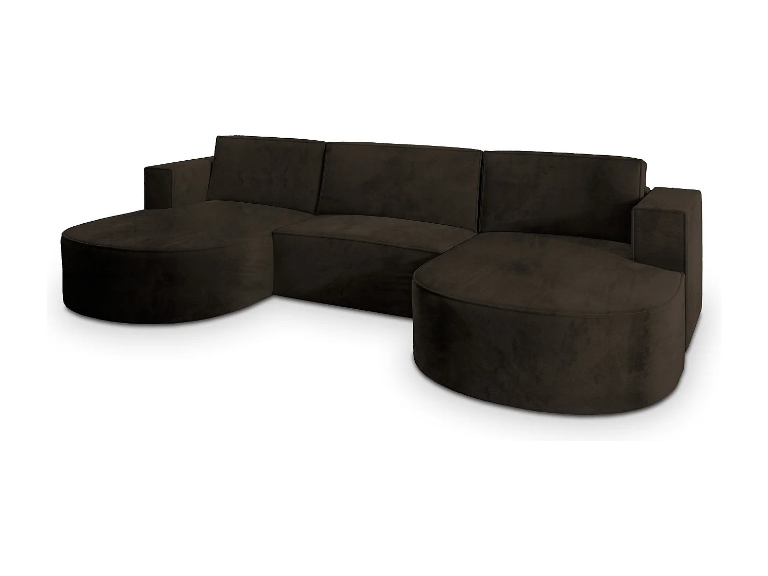 Canapé d'angle VEZZO Marron en velours avec fonction de couchage