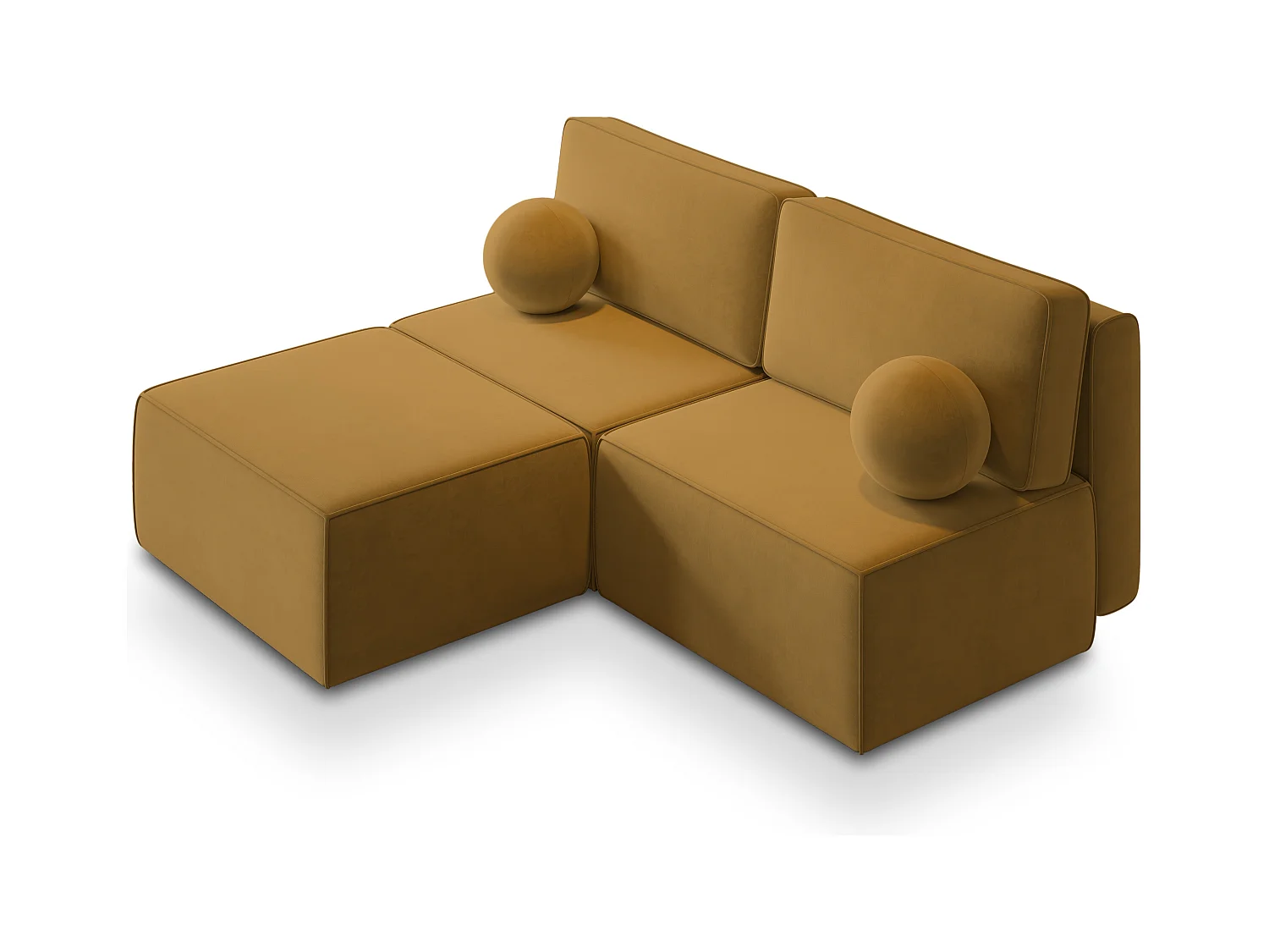 Canapé d'angle VARNA Jaune en velours avec fonction de couchage