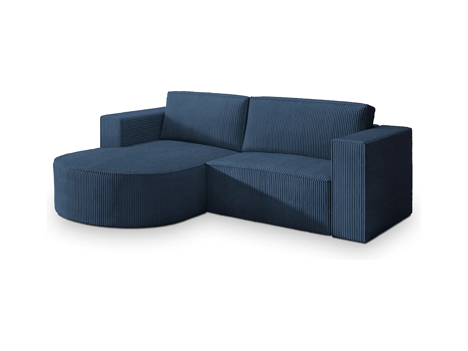 Canapé d'angle SORELA Bleu en velours côtelé avec fonction de couchage