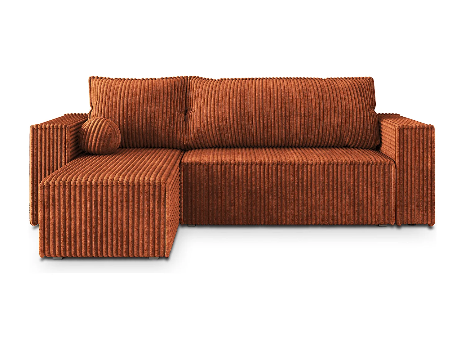 Hoekbank RAVELO van fluweel met slaapfunctie Braun