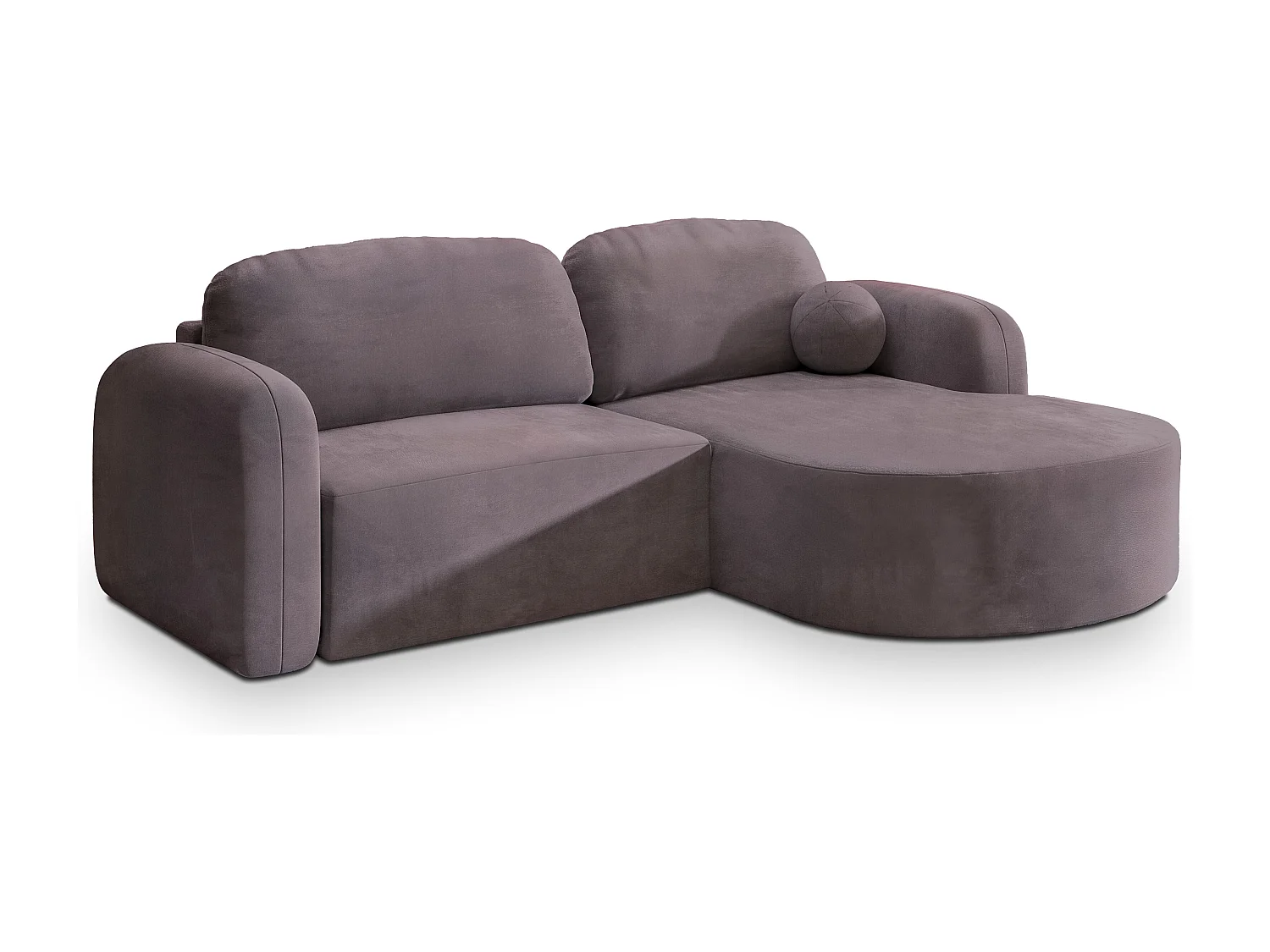 Canapé d'angle AMILIA Parme en velours avec fonction de couchage